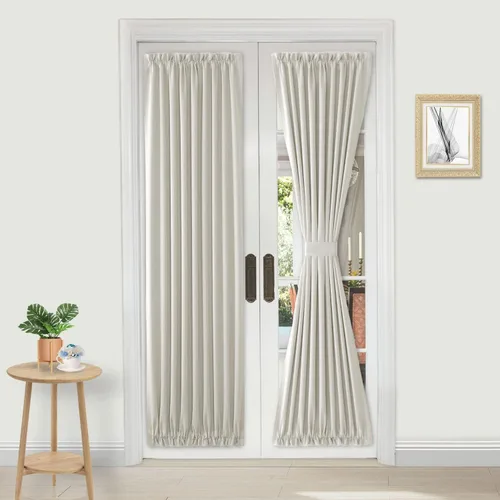 Miniatura 95 de DWCN Cortinas para puerta francesa: cortina térmica con bolsillo para barra para puertas con ventana de vidrio, puertas de cocina y patio