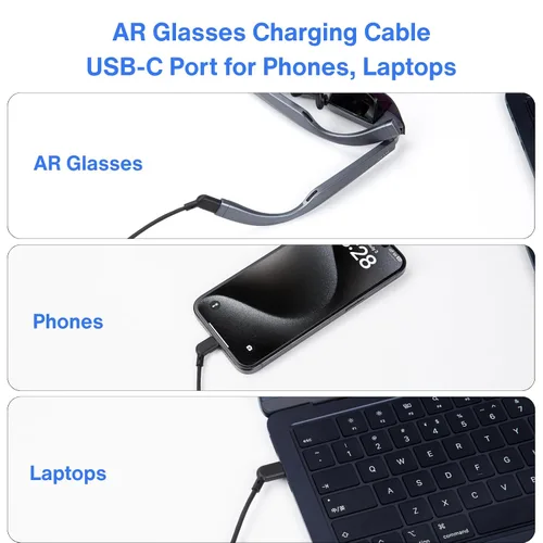 Miniatura 3 de Cable de carga USB C a USB‑C AR para gafas, admite carga rápida de 60 W, transferencia de datos de 10 Gbps y pantalla de 4K a 60 Hz - Chaqueta