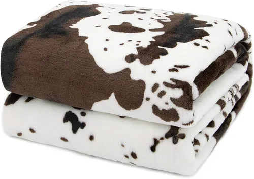 Miniatura 21 de HSEEC Manta de felpa azul con estampado de vaca, manta pequeña de franela de forro polar suave para sofá, 40 x 50 pulgadas