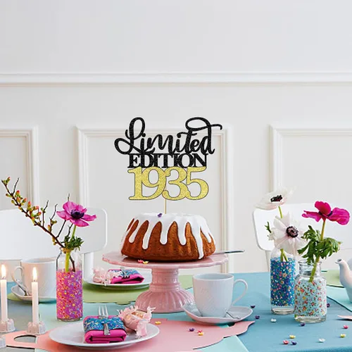 Miniatura 4 de Decoración para tartas de edición limitada de 1935, decoración de pastel de feliz cumpleaños 90, hombres y mujeres animan 90 años/90 y fabulosa