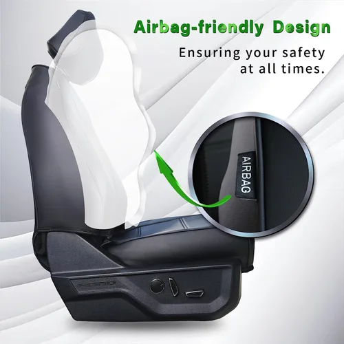 Miniatura 5 de CoverCenter® Fundas de Asiento para Ford F150 2025 2024 2023 2022 2021 2020 2019 2018-2015, Juego Completo de Fundas de Asiento Negras de Ajuste