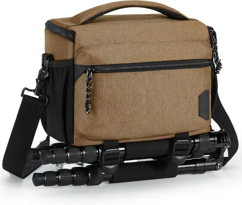 Miniatura 10 de BAGSMART Bolsa pequeña para fotógrafos, bolsas de hombro compactas para cámaras DSLR/SLR/SLR/sin espejo, funda cruzada impermeable para cámara