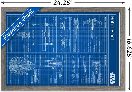 Miniatura 3 de Trends International Star Wars: Saga - Póster de pared con diseño rebelde, 14.725 x 22.375 pulgadas, versión enmarcada de madera de granero