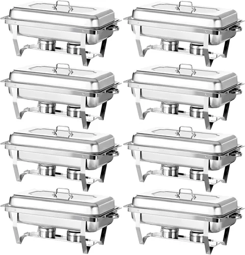 Miniatura 8 de Juego de Platos Calentadores Buffet Set 6 Piezas 8QT Acero Inoxidable Calentador de Alimentos Chafer Juego Completo con Bandeja de Agua, Soporte
