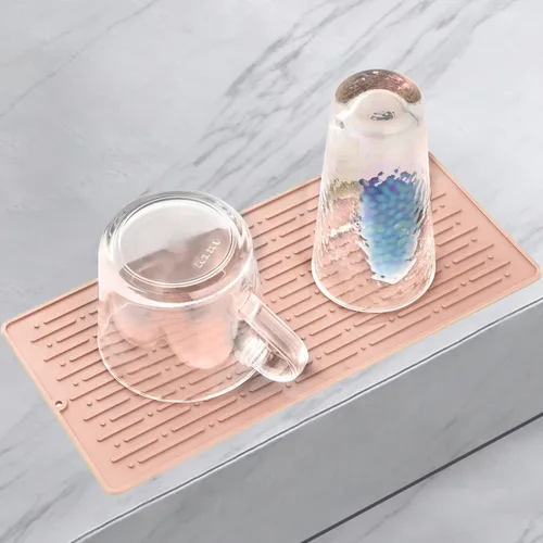 Miniatura 9 de GeeRic Tapete para secar platos, tapete de silicona resistente al calor para encimera de cocina, tapete antideslizante para secar platos, apto