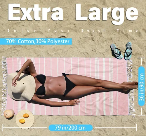 Miniatura 5 de Widdonen Toalla de playa turca fina, ligera, de secado rápido, absorbente, de algodón, para baño, piscina, toallas de natación, extra grandes, sin