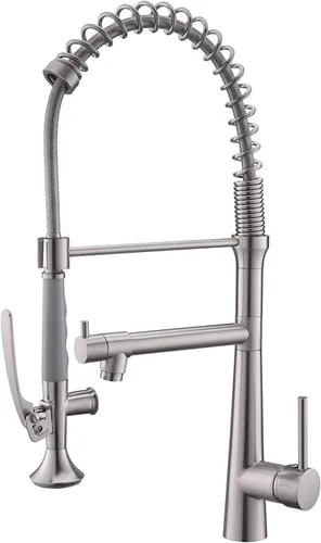 Miniatura 8 de Grifo de cocina negro mate con rociador, AIMADI - Grifo de cocina comercial, de una sola manija, con rociador desplegable de un solo orificio
