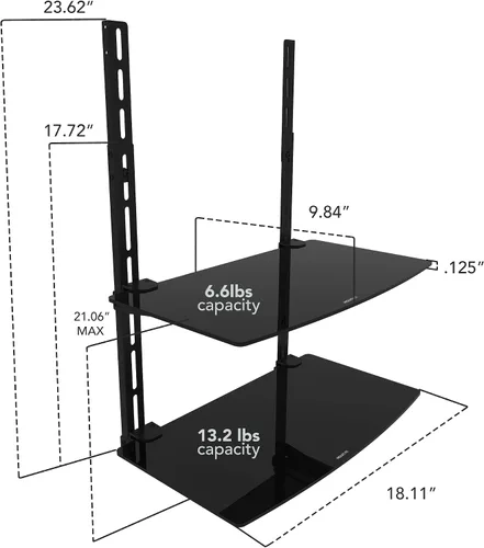 Miniatura 9 de mount-it. LCD, LED, Plasma TV Wall Mount Bracket para cable Box, reproductor de DVD, Stereo Componentes Shelf Negro