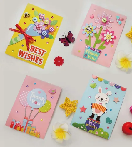 Miniatura 7 de Kit para hacer tarjetas, kit de tarjetas de felicitación hecho a mano para niños, niñas, niños, tarjeta de agradecimiento, tarjeta del día