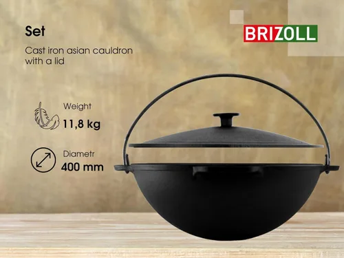 Miniatura 6 de Olla de horno holandés con tapa, caldero asiático de hierro fundido (Kazán) con tapa de hierro fundido para camping, wok kazan, olla de cocina