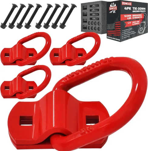 Miniatura 7 de Vehiclex Anillos en D atornillados para remolque, puntos de anclaje forjados (paquete de 4), resistencia a la rotura de 12,000 libras, anillos