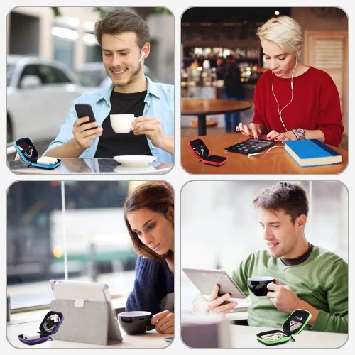 Miniatura 4 de Sunguy Paquete de 2 fundas para audífonos, estuche portátil de transporte para auriculares pequeños, bolsa de almacenamiento con clip de mosquetón