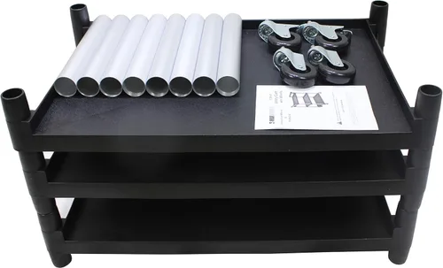 Miniatura 6 de MaxWorks 80774 Carrito de plástico utilitario de 3 estantes con ruedas, capacidad máxima de 225 libras, color negro