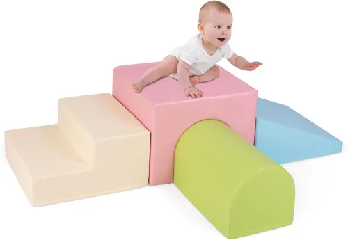 Miniatura 10 de Costzon Juguetes de escalada para niños pequeños, 4 piezas de escalador de espuma de un solo túnel para escalar, gatear y deslizarse, bloques