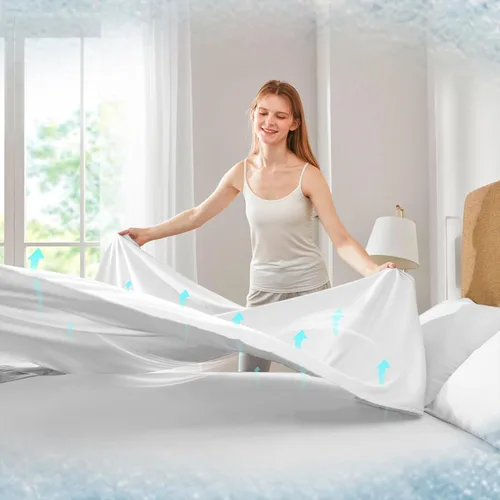 Miniatura 6 de Comfort Spaces - Juego de sábanas King refrescantes, sábanas Coolmax que absorben la humedad, suaves, juego de sábanas resistentes al Blanco