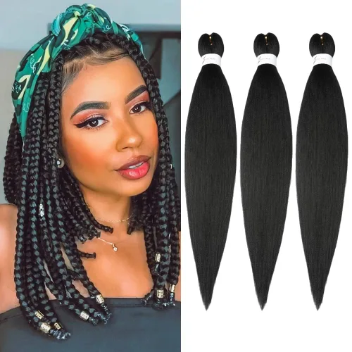 Cabello trenzado para niños de 16 pulgadas, extensiones de cabello trenzado preestiradas color marrón, Yaki, ajuste de agua caliente, cabello