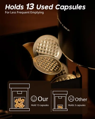 Miniatura 6 de Máquina de café expreso, compatible con cápsulas originales Nespresso, de un solo toque con zona de preparación iluminada, bomba de 20 bares, tanque