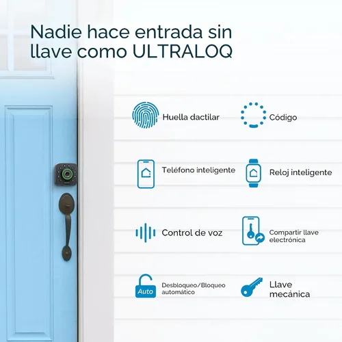 Miniatura 9 de ULTRALOQ Smart Lock U-Bolt Pro, 6 en 1 Cerradura de puerta de entrada sin llave con Bluetooth, huella digital biométrica y teclado, puerta de Negro