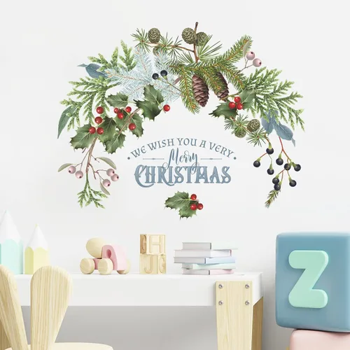 Miniatura 8 de Calcomanías de pared de Navidad, 1 unidad, calcomanías de pared de vinilo de Navidad, murales de pared extraíbles de Navidad, despegar y pegar