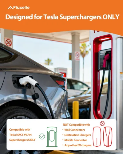 Miniatura 5 de Adaptador de EV NACS a CCS, Certificado UL2252 500A/1000V Adaptador de Carga Rápida con Interbloqueo, Compatible con Supercargadores Tesla