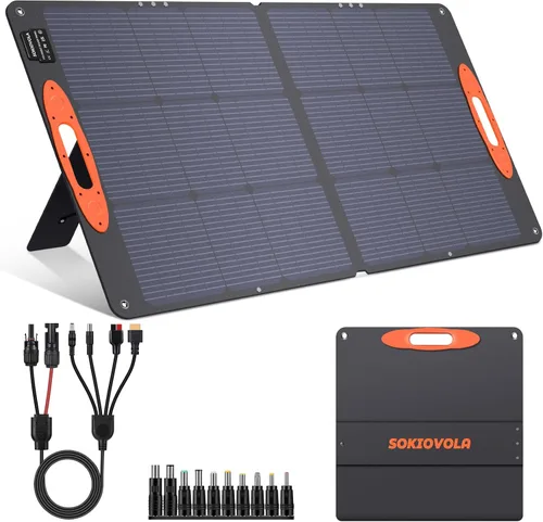 Miniatura 9 de SOKIOVOLA Panel solar portátil de tipo N-16BB de 200W para EF/Jackery/Bluetti/Anker Estación de energía, Panel solar plegable de 20V con 25% de alta
