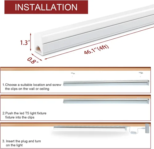 Miniatura 5 de Paquete de 8 luces LED de tienda de 2 pies, 10 W, 1100 lúmenes, 4000 K, luz blanca fría, luz debajo del gabinete y luz de techo LED