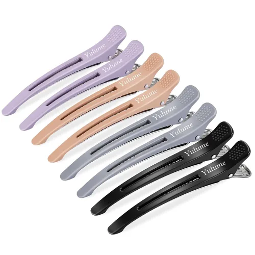 Miniatura 16 de Paquete de 12 clips para seccionamiento de cabello, clips de pico de pato sin arrugas con banda de silicona, 4.4 pulgadas, antideslizantes