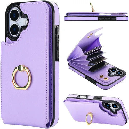 Miniatura 10 de Folosu Funda compatible con iPhone 17 con soporte para tarjetas, rotación de 360°, soporte de anillo de dedo con función atril, bloqueo RFID