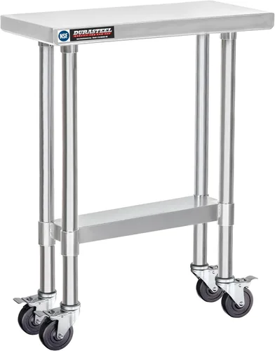 Miniatura 62 de DuraSteel Carrito de acero inoxidable NSF de 30 x 72 pulgadas, mesa de preparación de alimentos resistente con estante inferior, isla de cocina