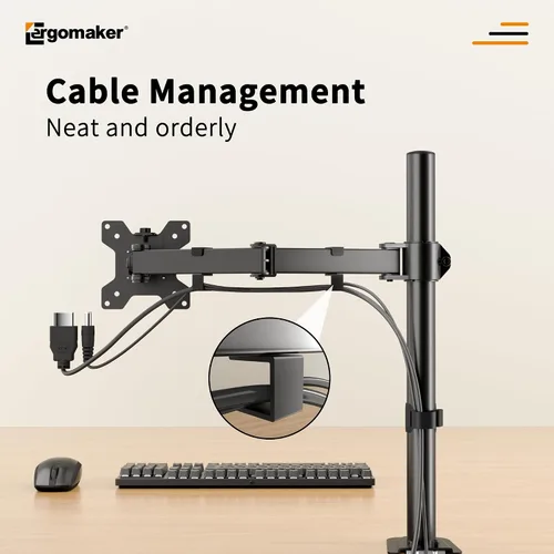 Miniatura 6 de ERGOMAKER – Soporte de escritorio para monitor único, soporte de monitor se ajusta a pantallas LCD de 13" a 27", brazo de pantalla completamente
