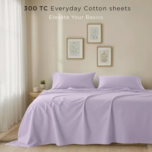 Miniatura 2 de Juego de sábanas de algodón Threadmill para cama Twin XL Sábanas 100% algodón para cama Twin XL Juego de sábanas Twin XL de satén liso con Lilac