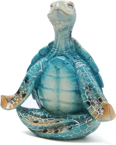 Miniatura 6 de VVGIFTS Decoración de yoga de meditación de tortuga marina, figura de jardín de tortuga marina meditando decoraciones de playa costera, estatua