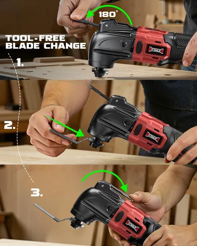 Miniatura 5 de DIYtoolifz Herramienta oscilante inalámbrica compatible con batería Milwaukee de 18 V, herramienta de motor sin escobillas de 6 velocidades Para