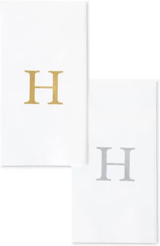 Miniatura 7 de AMERICAN HOMESTEAD - Toallas de mano desechables – Servilletas plateadas con monograma – Toallas de papel de baño similares al lino para invitados