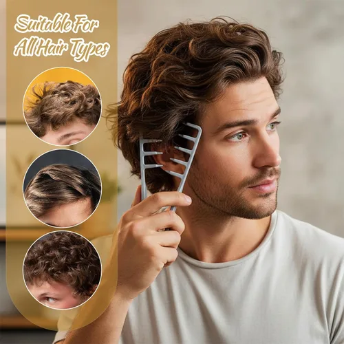 Miniatura 3 de Ptwola Peine de textura voluminizador de dientes anchos, peine de peinado de textura esponjosa para hombre, cepillo de separación de flecos
