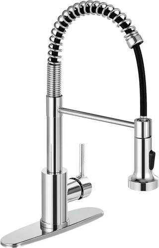 Miniatura 8 de DJS - Grifo de cocina con rociador extraíble, acabado negro mate, ajuste de modo dual, una manija, para 1 o 3 orificios, grifo comercial