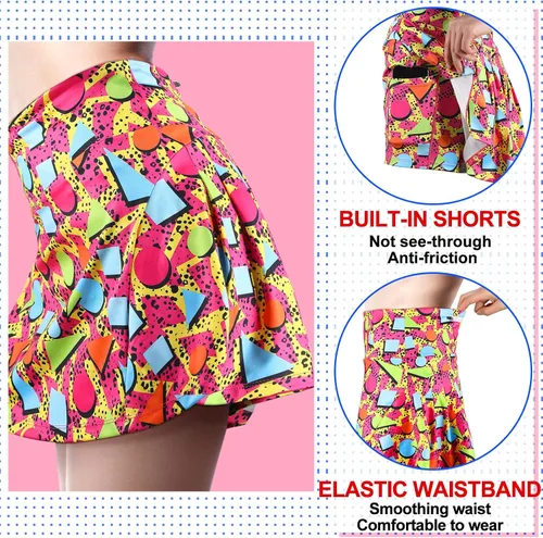 Miniatura 4 de JenPen Falda de tenis retro de los años 80 y 90 para mujer, con bolsillos, cintura alta, atlética, para golf, entrenamiento, correr, uso casual