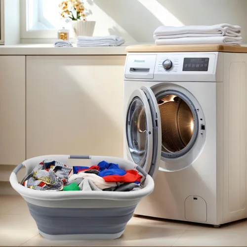 Miniatura 4 de SAMMART Cesta plegable de plástico para la ropa sucia de 40 L (10.5 galones), contenedor de almacenamiento plegable, organizador y tina de lavado