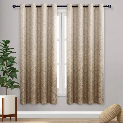 Miniatura 38 de DWCN - Cortinas blackout para dormitorio, diseño de damasco con aislamiento térmico y ojales, para sala de estar, juego de 2 paneles de cortina Gris