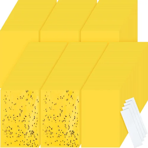 Miniatura 9 de Qualirey 500 trampas adhesivas amarillas de 6 x 8 pulgadas para mosquitos, trampas adhesivas de doble cara para interiores y exteriores, atrapa
