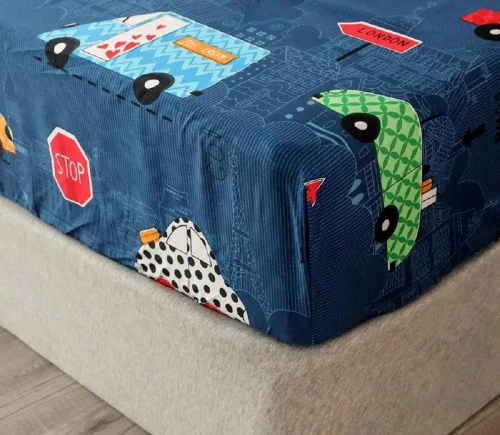 Miniatura 3 de Sábana bajera ajustable con fundas de colchón de bolsillo profundo, sábanas de tela gruesa con estampado de coches (azul marino (coches)