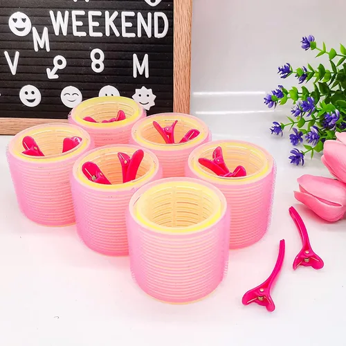 Miniatura 7 de Juego de rodillos de pelo jumbo, 12 rizadores de peluquería de salón de belleza, rodillos grandes jumbo para cabello largo y corto, peinado rizado