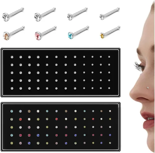 Miniatura 15 de Thunaraz Pernos Recto en Forma de L de Acero Inoxidable para la Nariz, Joyería para el Cuerpo, 20G-22G, 1.5mm, 2mm, 2.5mm