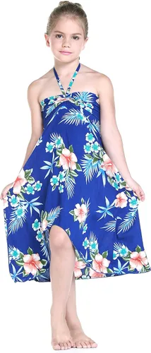 Miniatura 7 de Vestido halter hawaiano para niña en rojo hibisco