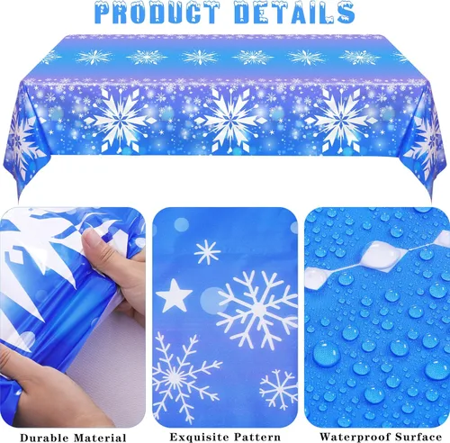 Miniatura 3 de durony 145 piezas de suministros de fiesta de cumpleaños de Frozen, vajilla desechable, platos de papel de copo de nieve de invierno, servilletas