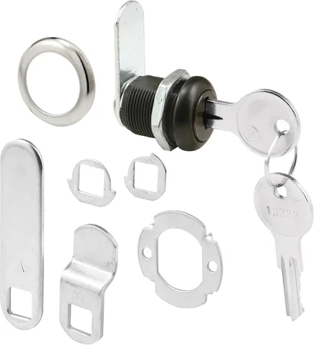 Miniatura 10 de Cerradura para cajón y gabinete Prime-Line Products U 9945, 1-1/8 pulgadas, fundida a presión, acero inoxidable, 13/16 pulgadas Máximo Panel Cromo