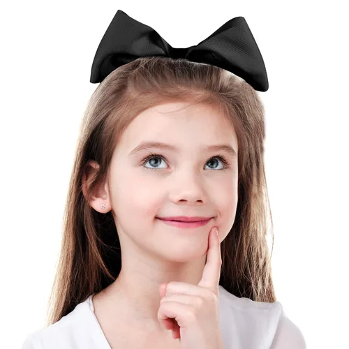 Miniatura 6 de 2 paquetes de lazos grandes para animadoras de 8 pulgadas con soporte para coleta, lazos grandes para el cabello para uniformes de sóftbol para Negro
