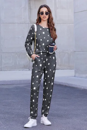 Miniatura 127 de Ekouaer Conjunto de pijama de manga larga para mujer, ropa de dormir suave con cuello redondo y bolsillos