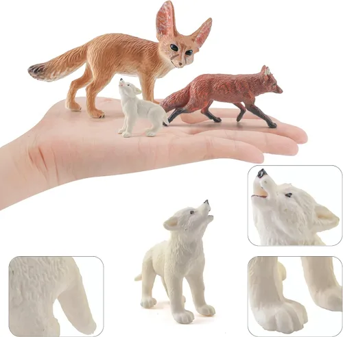 Miniatura 5 de Juego de 3 figuras de zorro del desierto, juego de figuras de lobo, bosque, bosque, animales, juguetes de plástico, figura de regalo para niños