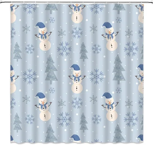 Miniatura 7 de Cortina de ducha de Navidad, árbol de Navidad, bolas rojas, copo de nieve, invierno, vacaciones, fantasía, Año Nuevo, decoración de baño, cortinas